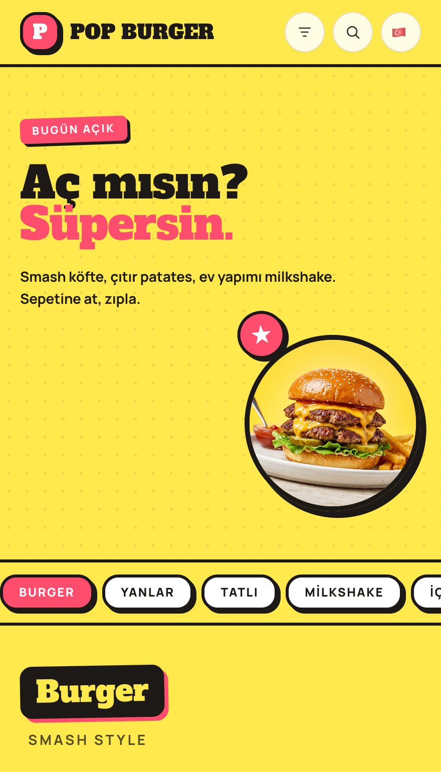 Burger teması — canlı demo menü