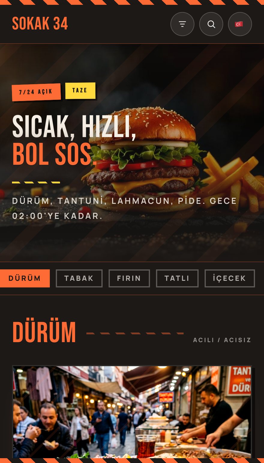 Sokak lezzet teması — canlı demo menü