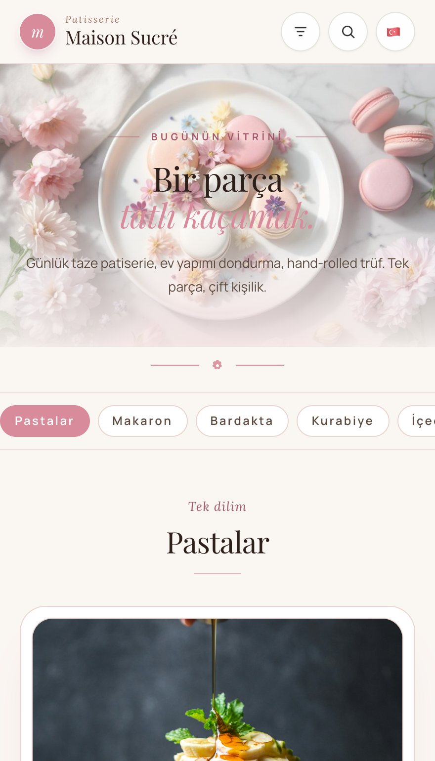 Tatlıcı teması — canlı demo menü